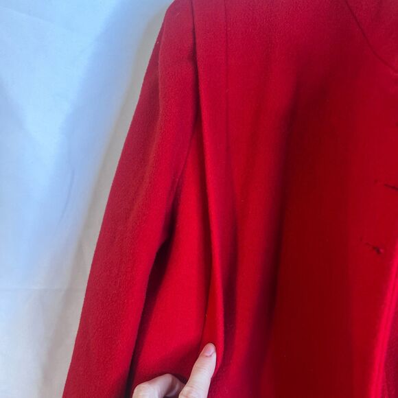 Mackintosh 100% Wool Trench PeaCoat Classic Chic Bold Power Red Size M/L* Petite - Picture 8 of 12